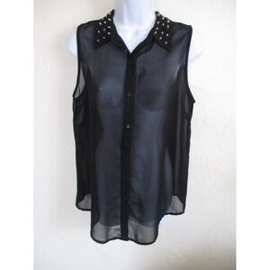 Dizzy Lissy Top Size Medium Sheer Studded Collar Blouse